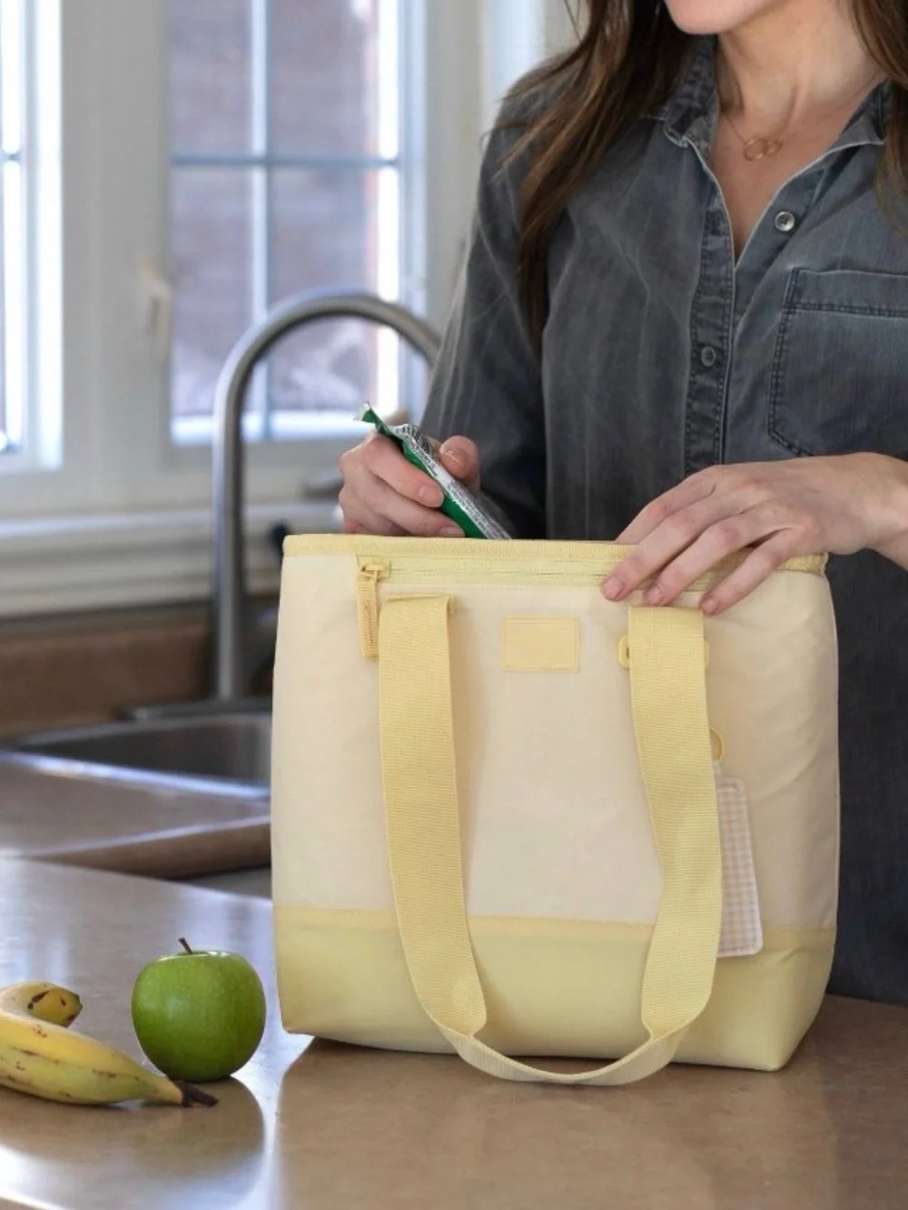 Cream Canvas Tote with Detachable Charm